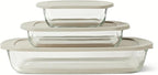 Amazon Basics Glass Baking Dishes with BPA-Free Lids, 6-Piece Set, Borosilicate Glass, Dishwasher and Oven-Safe, Linen Gray