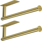 ASTOFLI Paper Towel Holder Under Cabinet No Drilling, Self Adhesive Paper Towel Holder Wall Mount for Kitchen Rack, Under Counter Napin Holder No Drill, RV, 304 Stainless Steel, Gold Brass 2 Pack
