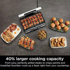 Niinnja Sizzle Pro XL 20" Indoor Griddle & Grill with Pro Temp, Detachable Ventilated Lid, Grease Control, Ceramic Nonstick Plates, Even Edge Cooking, Extra Large Capacity, Silver/Black (Model GX 101)