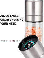 Gulex® Salt and Pepper Grinder Set, Pepper Mill, Sea Salt Shaker Grinder Refillable, Adjustable Coarseness, Stainless Steel with Ceramic Rotor(Seasoning not included)