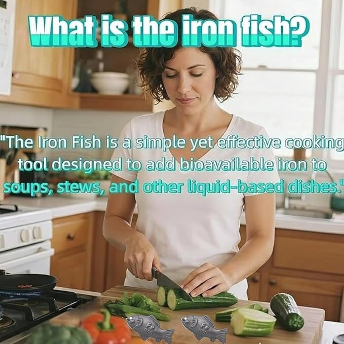 Iron Fish for Cooking, 2-Pack Reusable Natural Sources of Iron Ingot for Daily Iron Supplement, Iron Cooking Tool to Add Iron to Food & Water, Ideal for Anemia, Vegans