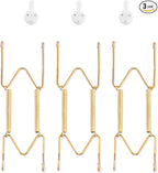3 Pack Plate Hangers for The Wall, Suitable for 6-8 inch Art Plate, Stainless Steel Invisible Heavy Duty Wire Plate Holder with Wall Hooks, Plate Hangers for Displaying Plates, Platter, Dish, Gold