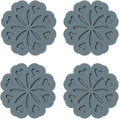 Set of 4 Silicone Trivet Mat - Hot Pot Holder Hot Pads for Table & Countertop - Trivet for Hot Dishes - Non-Slip & Heat Resistant Modern Kitchen Hot Pads for Pots & Pans, Grey