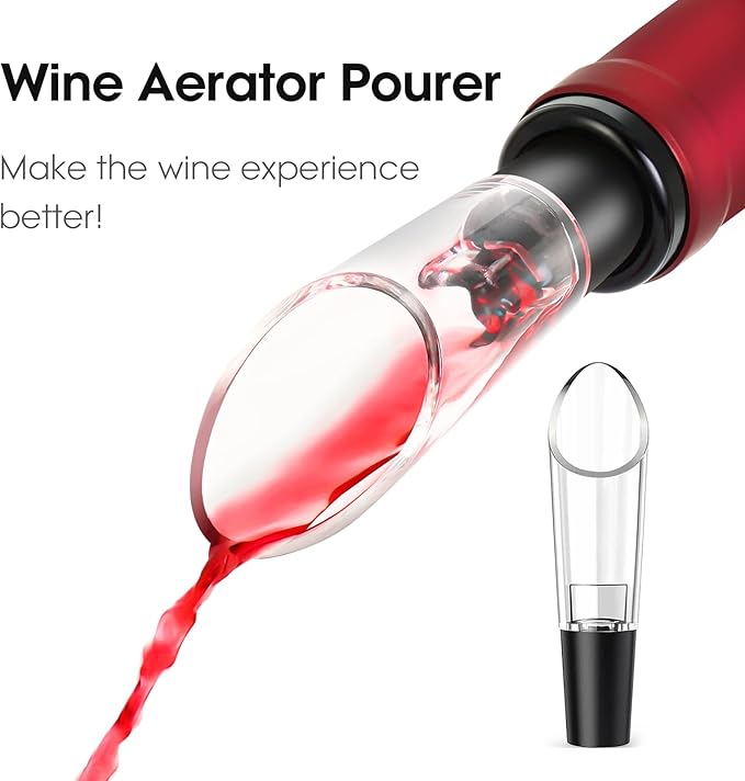 Beneno Multifunctional Wine Bottle Opener Gift Wing Corkscrew, Foil Cutter, Vacuum Stopper & Aerator Pourer, Perfect for Wine Lovers Man Woman, Ingot Silver