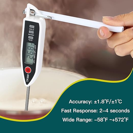 Copkim 3 Set Waterproof Food Thermometer for Water, Liquid, Candle and Cooking Digital Meat Thermometer with Long Probe Instant Read for Kitchen BBQ Grill Candy (Black,White,Red)