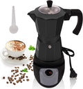 Aluminum Electric Moka Pot 5-6 Cup 270ml Express Coffee Maker Stovetop Espresso Portable Coffeemaker Italian Classic Brewing Greca Cafe Mocha with Removable Base and Overheating Protection Machine
