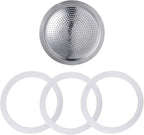Sivaphe 6 Cups Stovetop Espresso Coffee Maker Replacement Infuser Parts Only for Stainless Steel Italian Moka Pot, 1 Filter and 3 Silicone Gasket Seals