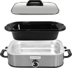 Magnifique 4-Quart Slow Cooker with Casserole Manual Warm Setting - Perfect Kitchen Small Appliance for Family Dinners, Dishwasher Safe Crock, Stainless Steel