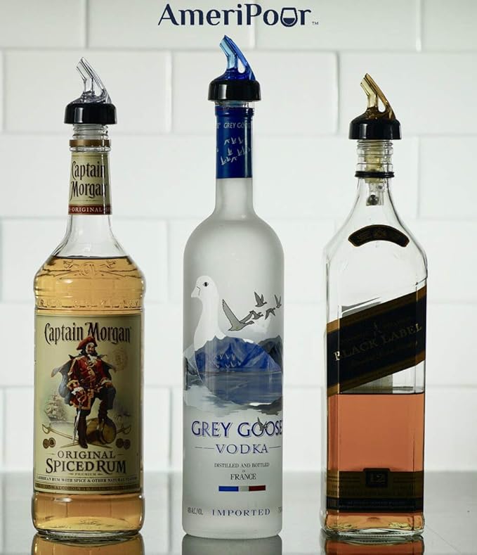 Measured Pourer - Liquor Bottle Pourers - Collared - (3pk) Made 100% In The USA. Bar Spouts That Don't Leak - No Cracks, Just A Perfect Cocktail Pour Everytime. Great for Wine Too! (1oz)