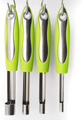 Apple corer set of 4 sizes, corer and pitter with comfortable rubber handle, for fruit, vegetables, apples, pears, cherries, jujubes and red dates