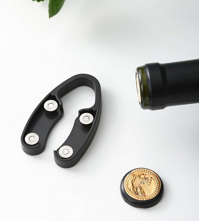 OHMAXHO 4 Pack Wine Foil Cutter for Wine Bottles, 4 Stainless Blades Wine Bottle Foil Cutter Tool, Effortless Wine Seal Cutter Foil Remover, Black Wine Opener Accessory for Wine Lovers