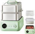 15.9QT Electric Food Steamer, 3 Tier Food Steamer for Cooking, 1200W Stainless Steel Steamer, Large Capacity Hot Pot, 9 Time Settings, for Home, Restaurant, Party (Green)