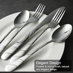 40-Piece Silverware Set for 8, 18/0 Frosted & Mirror Finish Stainless Steel Vintage Flatware Set, Modern Cutlery Set for Home Wedding Restaurant Housewarming Party Event Serving For 8