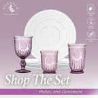 Yungala Purple Glassware, set of 6 purple drinking glasses small textured colored vintage glass cups 8 oz purple water glasses
