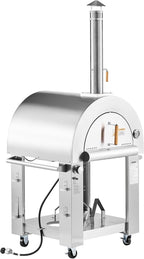 VEVOR Dual Fuel Giant Pizza Oven Outdoor, 26" Artisan Large Pizza Ovens, Pellet & Propane Gas Kiln Pizza Maker with Wheels, Pizza Stone, Multi Fuel Cooker for Camping & Backyard