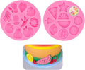 2 Pack Fruit Silicone Molds Set, Small Fondant Mold for Cake Decoration, Chocolate, Candy, Resin, Clay - Mini Watermelon Lemon Strawberry Banana Mold for Cupcake Topper