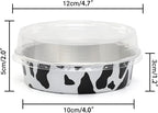 Beasea 4” 20 Pack Mini Tart Pans With Lids, Cow Print Aluminum Pie Pan 8 Oz Pie Pan Tin Tart Cupcake Disposable Pans for Pizza Pies Quiche