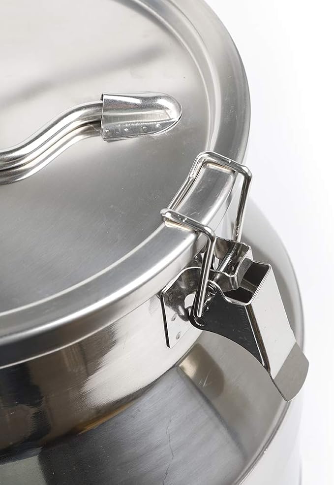 304 Stainless Steel Milk Can Large 12L-60L Capacity Milk Bucket Ice Buckets Bar Tools Wine Pail Bucket Milk Can Tote Jug with Sealed Lid Heavy Duty for Milk and Wine Liquid Storage (20L)