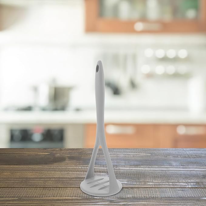 ABOOFAN Potato Masher, Silicone Manual Masher Nonstick Pumpkin Ricer Press Mashed Mud Crusher Kitchen Tools for Bean Root Vegetables Fruits Baby Food Avocado Garlic Grey