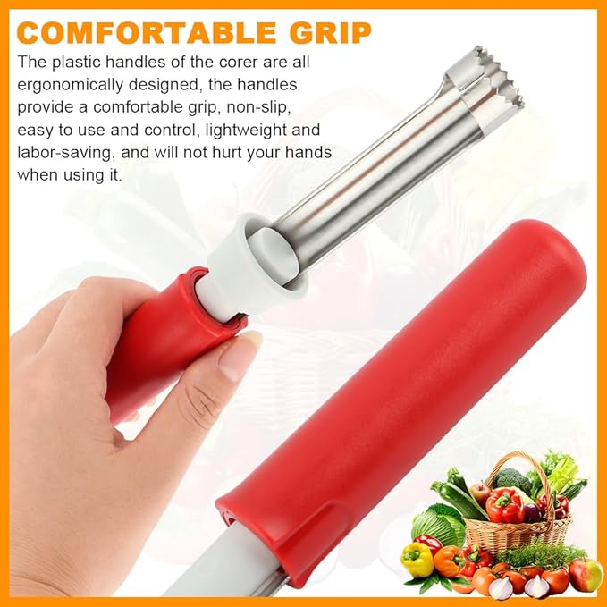 2-In-1 Corer Remover and Apples Peeler, Durable Stainless Steel Fruit Corer Tool for Bell Peppers, Apples, Pears(COLOR:Red)