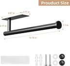 Paper Towel Holder, Improved Premium Paper Towel Holder Under Cabinet, Stainless Steel Paper Towel Holders Rack for Kitchen, Bathroom, Pantry, Fridge, Adhesive or Drilling, Black