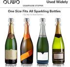 Champagne Stopper 6 Pack Stainless Steel Champagne Save with Food Grade Silicone, Leak-Proof Bubble Retaining Saver, Suitable for Champagne Prosecco Cava and Sparkling (Silver)
