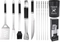 BBQ Grilling Tools Set,12pcs Grilling Accessories Kit for Men Gift, BBQ Grill Utensils Gift Kit with Storage Bucket BBQ Tools Grill Tools Set for Outdoor Grill (Black)