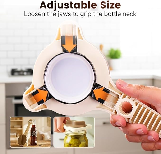 Multi-Functional Retractable Jar & Bottle Opener, Magnetic Stainless Steel Can Opener with Ergonomic Handle, Friendly Kitchen Gadget
