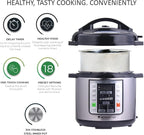 Wonderchef 6 Quart Indian Cooking Multi-use Programmable 7-in-1 Stainless Steel Pressure Cooker, Steamer, Yogurt Maker, Sauté, Rice Cooker, Warmer and Slow Cooker; 6-quarts