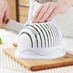 Quick Salad Maker Chopper Salad Cutter Bowl Swiftly Dice Fruits & Vegetables, BPA-Free Healthy Meals and Salads in Minutes Multi-functional (White)