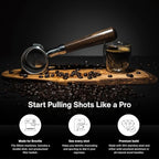 CREMA Coffee Products 58mm Bottomless Naked Portafilter | Compatible with 58mm Breville Machines | Includes Double Shot Filter Basket | Olivewood