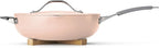 Tramontina All-in-One Plus Pan Set, 5-Quart Ceramic Non Stick Cooking Pan with Lid, Steamer Insert, Bamboo Utensil and Trivet, Pink