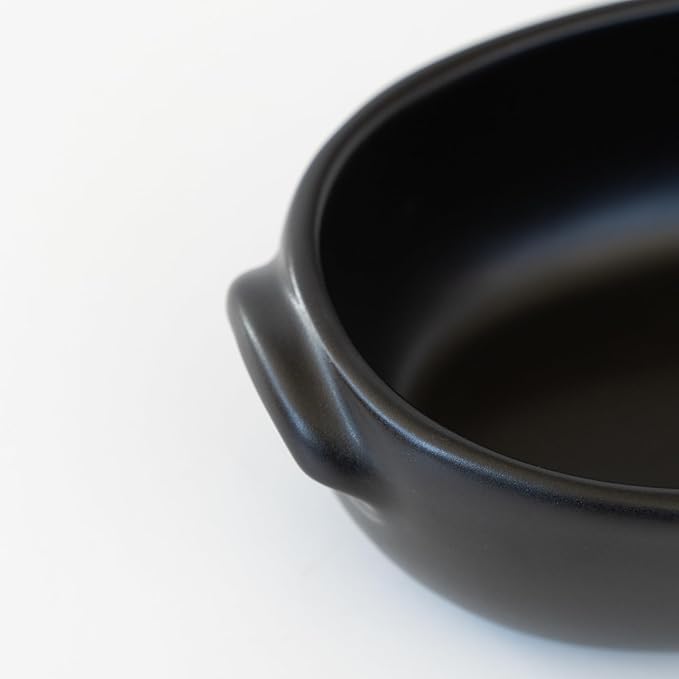Banko Ware Au Gratin Dish, Small, For One Person Diameter Approx. 7.5 inches (19 cm), Heat Resistant, Ceramic, Oven Safe, Direct Fire, Microwave and Dishwasher Safe, Black, Made in Japan