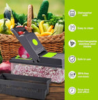 KitchenHelper 15 in 1 Mandoline - Food Chopper, Cutter, Dicer, Grater, Peeler, Slicer, Egg Separator, and Rinse Basket