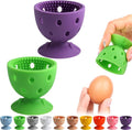 2 PCS Egg Washer for Fresh Eggs, Silicone Egg Brush Cleaner, Egg Cleaner Scrubber for Fresh Eggs, Reusable Multipurpose Washing Egg Tool for Fruits and Vegetables (Purple/Green)