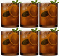 Physkoa Brown Ribbed Drinking Glasses Set of 6 – 9oz Vintage Amber Brown Glassware, Embossed Ribbed Tumbler Cups for Whiskey, Juice, Water, Cocktail