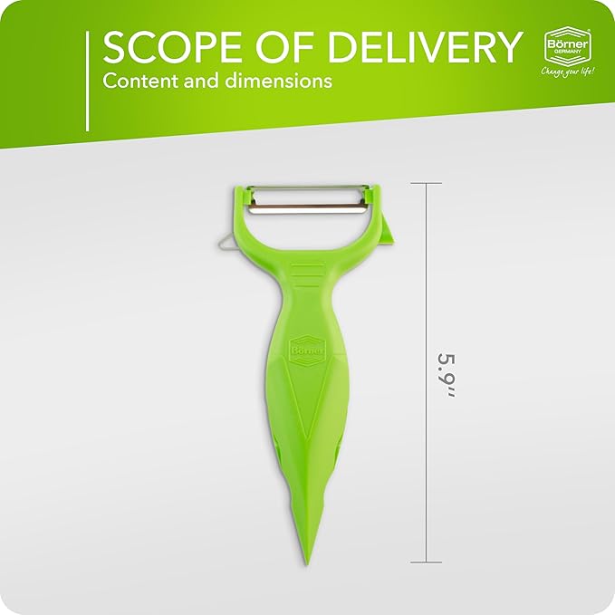 Brner 6-in-1 Multifunctional Garnishing Peeler for Fruits & Vegetables Universal & Potato Peeler Color: Green
