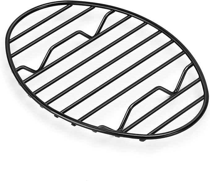 Oval Roasting Rack with Integrated Feet, Non-Stick Coating, Baking Rack Easy to Clean for Cooking, Roasting, Drying, Grilling 10 * 6.5'' inches Black
