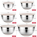 Rottay Mixing Bowls Set with Airtight Lids: 20PCS Stainless Steel Nesting Bowls - Size 7, 4, 3, 2, 1.5, 1QT Bowls with 3 Grater Attachments & Non-Slip Bottoms for Baking & Prepping