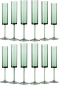 12 Pack Acrylic Dark Green Wine Glasses Green champagne glasses Champagne Flutes Sparkling Wine Glasses Wine Goblets Wedding Glassware Set Drinkware Glasses for Wedding Bar Celebration Baby Shower