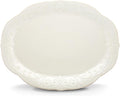 Lenox Serveware, Lenox French Perle White Serving Platter, Oval Shape, 16-Inch, Stoneware, Dishwasher Safe, Turkey Platter for Thanksgiving, Winter Hosting, Christmas Serving (White, 1 Piece)