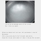 Wok Pfanne Traditioneller Handgehämmerter Wok Aus Refined Iron Mit Two Handles，1,8 MM Dick Wok (Rundboden) (Size : 38cm/14.9in)