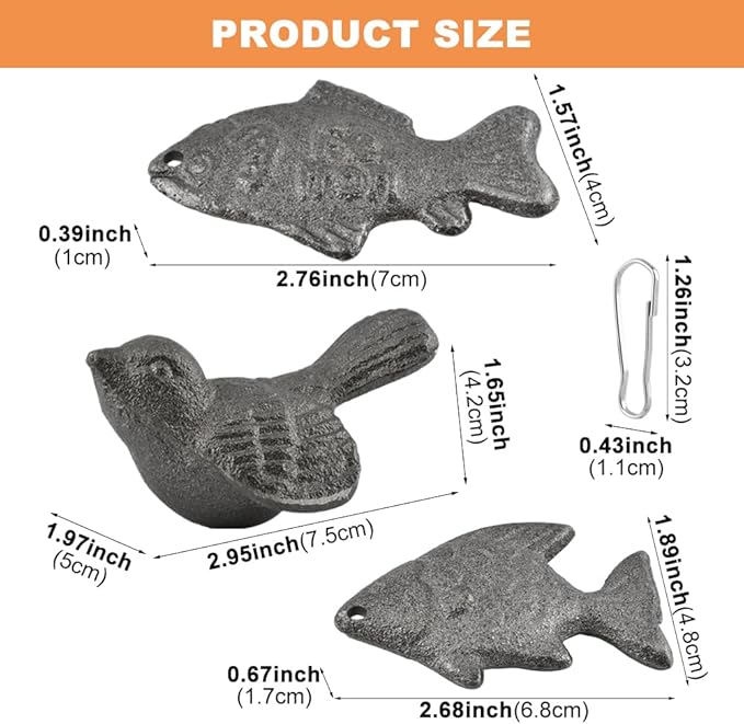 3pcs Iron Fish Natural Iron Cooking Tool to Add Iron to Food & Water Effective and Safe Cooking Tool