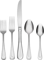 Oneida Silverware Set, Satin Sand Dune 20-Piece Everyday Flatware Set, Service For 4, Sand Blasted Finish, 18/0 Stainless Steel, Dishwasher Safe, Knives Spoons And Forks Sets (Silver, 20 Piece)