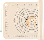 Silicone Pastry Mat 24"*16" Extra Thick Non Stick Baking Mat Food Grade Silicone Dough Rolling Bake Mat with Edge Heightening Cartoon Beige
