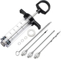 Tri-Sworker Plastic Meat Injector Kit for Smoker with 3 Flavor Food Syringe Needles, Ideal for Injecting Marinade into Turkey, Meat, Brisket; 1-OZ; Including Paper User Manual, Recipe E-Book (PDF)