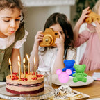 2 Pack Cute Bear Molds Silicone 6 Cavity 3D Cartoon Bear Themed Baking Mould Tray DIY Tool for Baby Shower Birthday Party Chocolate Cake Mousse Pastry Soap Crayons Cupcake Topper