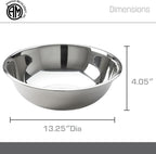 American Metalcraft SSB800 Stainless Steel Mixing Bowl - Durable, Commercial-Grade, Metal Bowl For Mixing - Wide-Rim, Stackable, Dishwasher Safe, 8qt, Silver