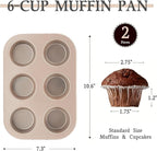 2-Pack Non-Stick Muffin Pan Set — 6-Cup Carbon Steel Baking Pans for Perfect Muffins & Cupcakes, Golden Easy-Release Surface, Even Heat Distribution, Dishwasher Safe
