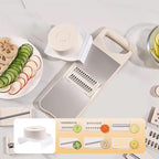 NACOLUS 6-Blade Mandoline Slicer with Slide-On Hand Guard - Vegetable Slicer, Potato/Onion/Garlic Slicer, Kitchen Grater(Multi-Color) (Beige, 6-in-1)